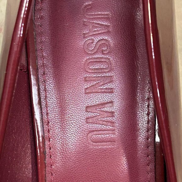 Jason Wu Burgundy Patent Stela Pointed Toe Kitten Heel - Picture 3 of 9